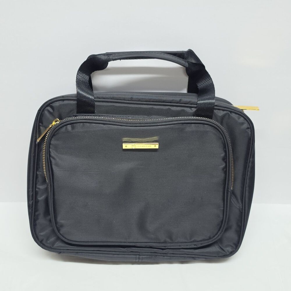 Mangano Black Nylon Foldable Wall Hanging Toiletry Bag Cosmetic Organizer NWOT